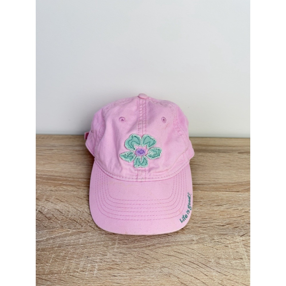 Life is Good Slideback Baseball Cap Pink One Size Adjustable Embroidered Floral